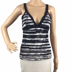 C9 by Champion Swim Tankini Top Size S Black Stripe Lightly Padded